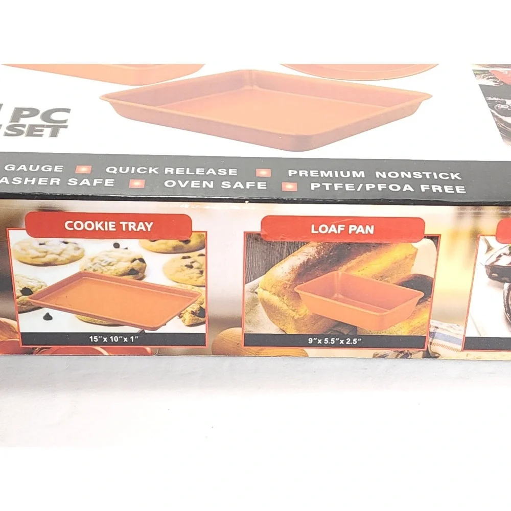 Culinary Edge Copper Ceramic Nonstick‎ Bakeware Set, Assorted Items, 4 Piece